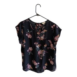 Lily White Black Floral Blouse